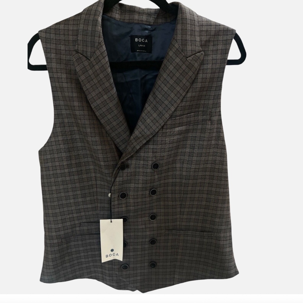 Men's Double Breasted Wool Silk Waistcoat